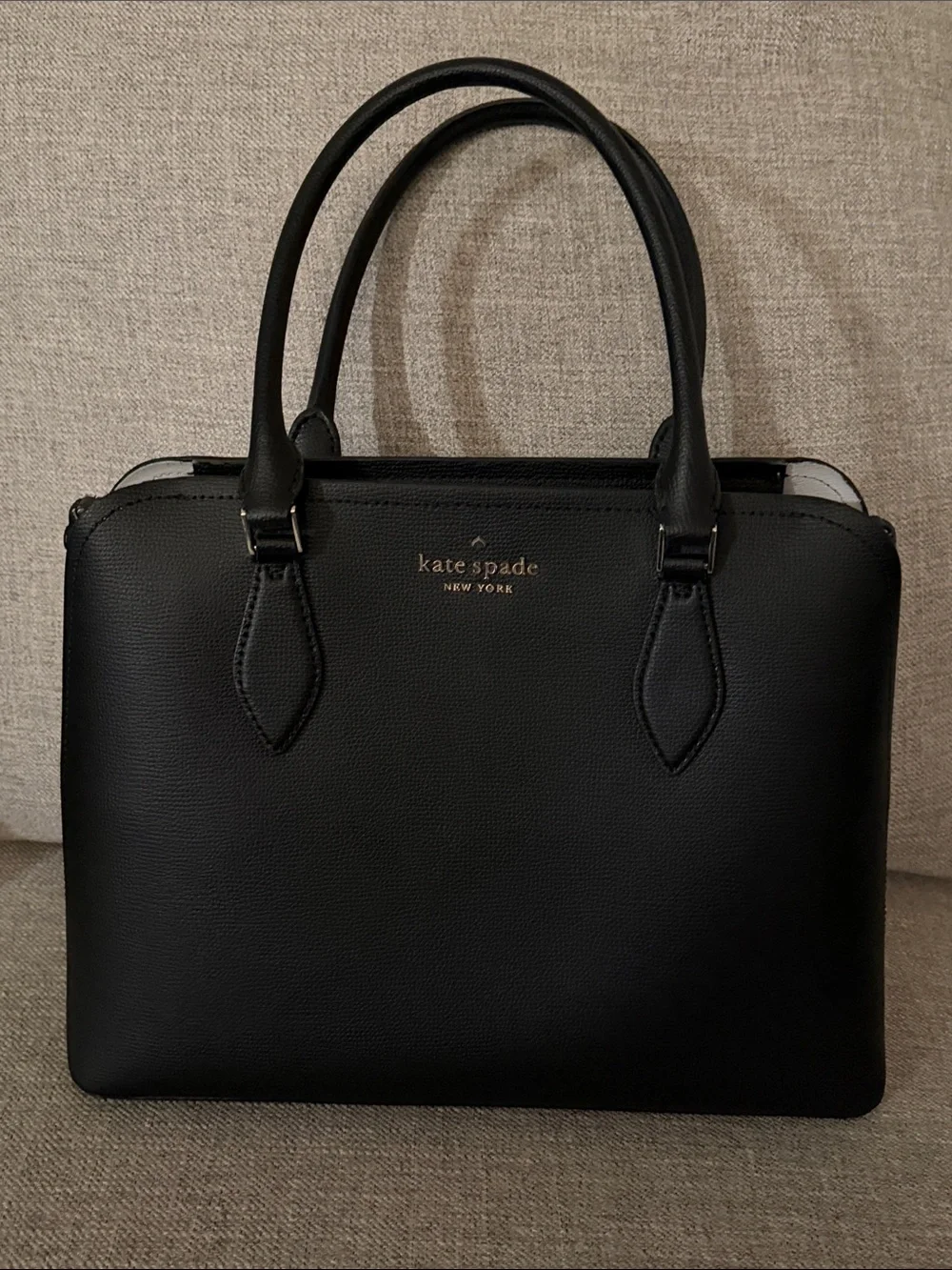 kate spade Darcy small black leather satchel with gold logo